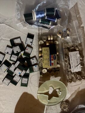 Sewing Machine Bobbins & needles, thread bundle